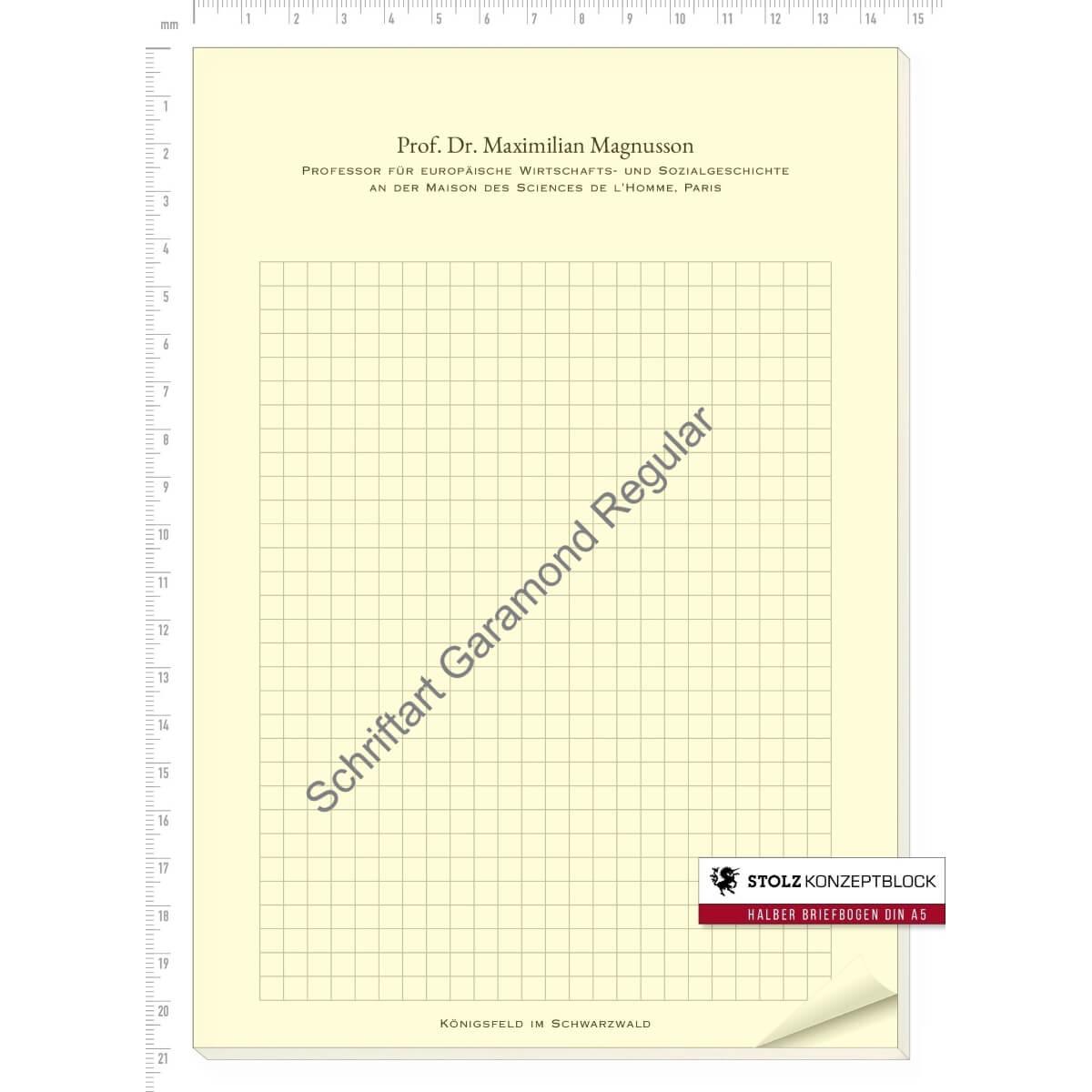 STOLZ Konzeptblock A5 kariert (Garamond Regular)